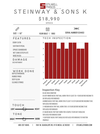 Steinway & Sons K Upright Piano