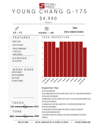Young Chang G175 Parlor Grand Piano