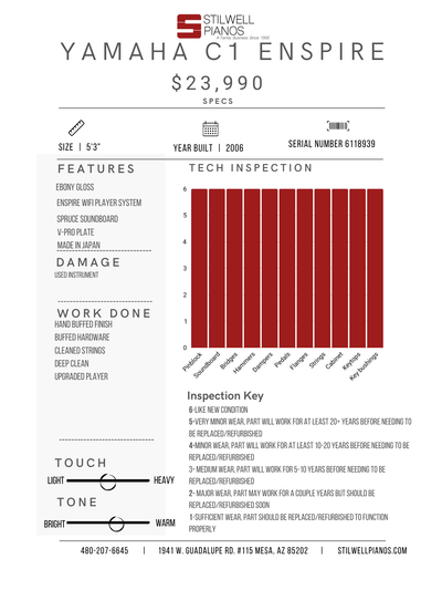 Yamaha C1 Enspire  Baby Grand Player Piano
