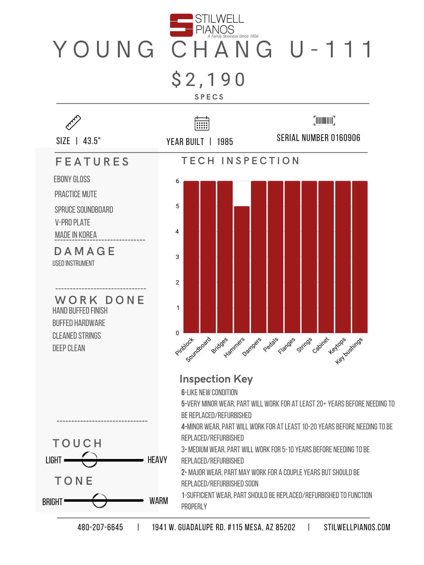 Young Chang U-111 Vertical Piano